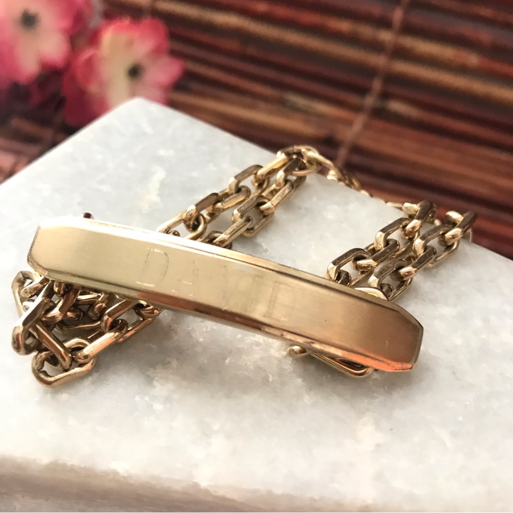 Speidel USA Gold Tone Engraved David Bracelet 8"